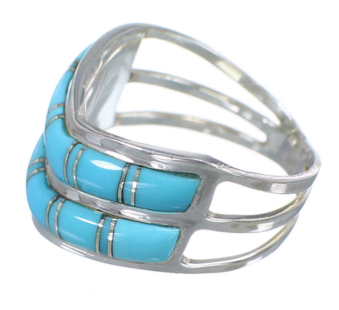 Southwest Turquoise Genuine Sterling Silver Ring Size 5-3/4 YX92994